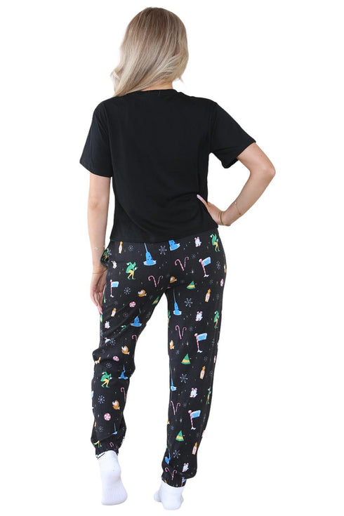 Womens Elf Christmas Printed Pyjamas Set